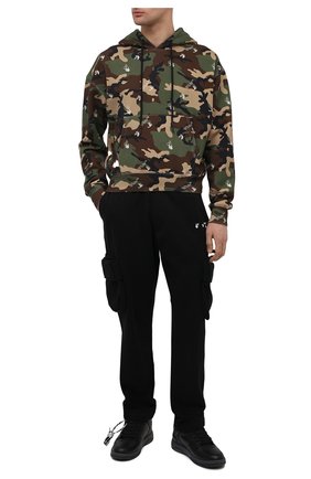 Мужской хлопковое худи OFF-WHITE хаки цвета по цене 52950 руб., арт. 0MBB037S21FLE009 | Фото 2 Мужской хлопковое худи OFF-WHITE хаки цвета, арт. 0MBB037S21FLE009 | Фото 2
