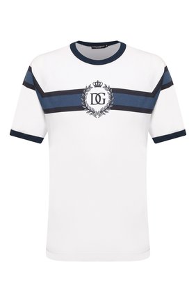Мужская хлопковая футболка DOLCE & GABBANA белого цвета по цене 39500 руб., арт. G8LW4T/FI70B | Фото 1 Мужская хлопковая футболка DOLCE & GABBANA белого цвета, арт. G8LW4T/FI70B | Фото 1