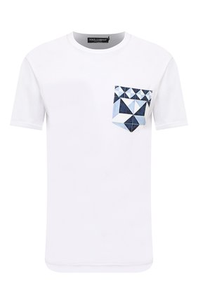 Мужская хлопковая футболка DOLCE & GABBANA белого цвета по цене 31200 руб., арт. G8ML4T/FU7EQ | Фото 1 Мужская хлопковая футболка DOLCE & GABBANA белого цвета, арт. G8ML4T/FU7EQ | Фото 1