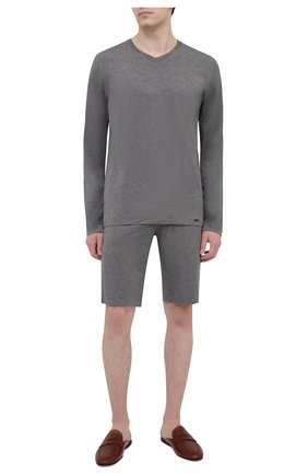Мужские домашние шорты из вискозы HANRO серого цвета, арт. 075039 | Фото 2 (Материал внешний: Вискоза; Кросс-КТ: домашняя одежда)
