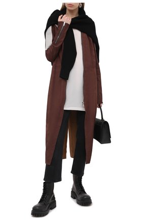 Женская футболка из вискозы RICK OWENS белого цвета по цене 28500 руб., арт. RP21S3203/JS | Фото 2 Женская футболка из вискозы RICK OWENS белого цвета, арт. RP21S3203/JS | Фото 2