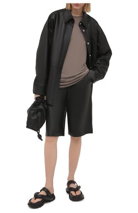 Женская футболка из вискозы RICK OWENS темно-бежевого цвета по цене 28500 руб., арт. RP21S3203/JS | Фото 2 Женская футболка из вискозы RICK OWENS темно-бежевого цвета, арт. RP21S3203/JS | Фото 2
