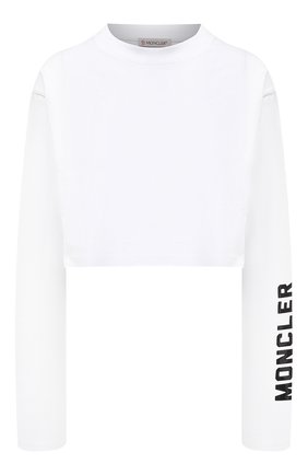 Женская хлопковый лонгслив MONCLER белого цвета по цене 19400 руб., арт. G1-093-8D706-10-829HP | Фото 1 Женская хлопковый лонгслив MONCLER белого цвета, арт. G1-093-8D706-10-829HP | Фото 1