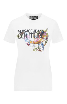 Женская хлопковая футболка VERSACE JEANS COUTURE белого цвета по цене 16150 руб., арт. B2HWA7KA-WDP613/30457 | Фото 1 Женская хлопковая футболка VERSACE JEANS COUTURE белого цвета, арт. B2HWA7KA-WDP613/30457 | Фото 1
