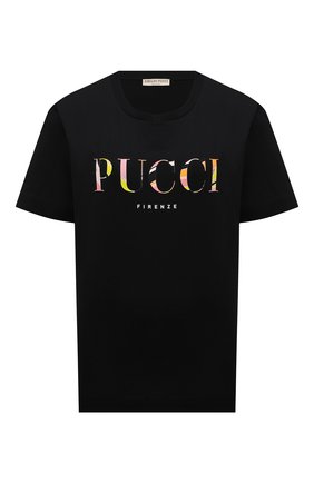 Женская хлопковая футболка EMILIO PUCCI черного цвета по цене 20600 руб., арт. 1ETP73/1E987 | Фото 1 Женская хлопковая футболка EMILIO PUCCI черного цвета, арт. 1ETP73/1E987 | Фото 1