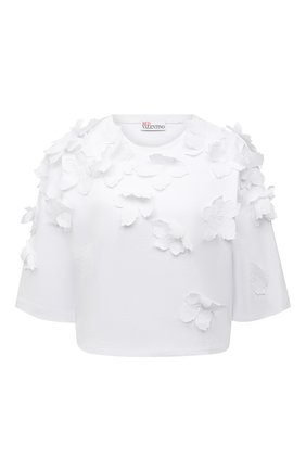 Женская хлопковая футболка REDVALENTINO белого цвета по цене 36800 руб., арт. VR0MG10S/5VD | Фото 1 Женская хлопковая футболка REDVALENTINO белого цвета, арт. VR0MG10S/5VD | Фото 1