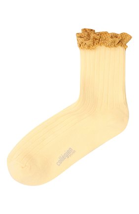 Детские хлопковые носки COLLEGIEN желтого цвета, арт. 3461/18-35 | Фото 1 (Материал: Текстиль, Хлопок; Региональные ограничения белый список (Axapta Mercury): RU; Кросс-КТ: Носки)