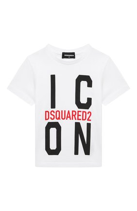 Детская хлопковая футболка DSQUARED2 белого цвета по цене 7995 руб., арт. DQ0243-D002F | Фото 1 Детская хлопковая футболка DSQUARED2 белого цвета, арт. DQ0243-D002F | Фото 1