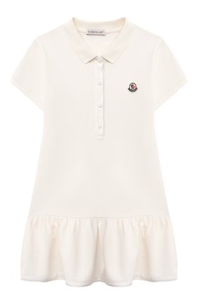 Детское хлопковое платье MONCLER белого цвета по цене 14500 руб., арт. G1-954-8I700-10-8496F/8-10A | Фото 1 Детское хлопковое платье MONCLER белого цвета, арт. G1-954-8I700-10-8496F/8-10A | Фото 1