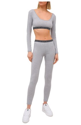 Женские хлопковые леггинсы BALMAIN серого цвета по цене 21900 руб., арт. BPN095140 | Фото 2 Женские хлопковые леггинсы BALMAIN серого цвета, арт. BPN095140 | Фото 2
