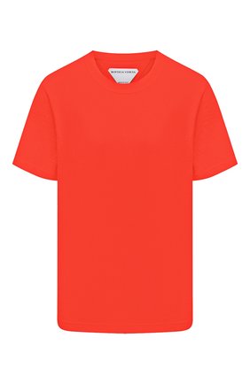Женская хлопковая футболка BOTTEGA VENETA красного цвета по цене 33950 руб., арт. 649060/VF1U0 | Фото 1 Женская хлопковая футболка BOTTEGA VENETA красного цвета, арт. 649060/VF1U0 | Фото 1