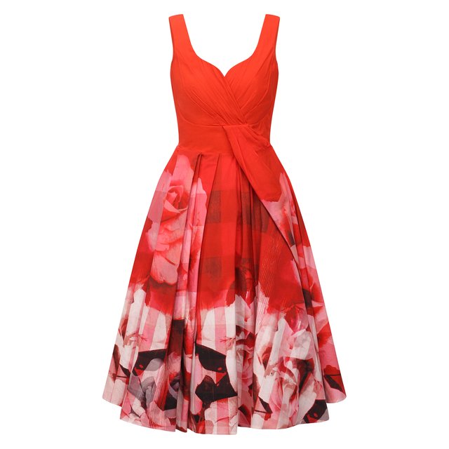 Хлопковое платье Alexander McQueen Красный 651668/QCACD 5559037