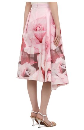 Женская хлопковая юбка ALEXANDER MCQUEEN розового цвета, арт. 651667/QCACC | Фото 4 (Женское Кросс-КТ: Юбка-одежда; Материал внешний: Хлопок; Длина Ж (юбки, платья, шорты): Миди; Стили: Романтичный; Материал подклада: Шелк)