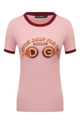 Женская хлопковая футболка DOLCE & GABBANA светло-розового цвета по цене 41600 руб., арт. F8N36T/HI7HB | Фото 1 Женская хлопковая футболка DOLCE & GABBANA светло-розового цвета, арт. F8N36T/HI7HB | Фото 1