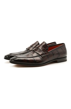 Мужские кожаные лоферы SANTONI темно-коричневого цвета по цене 52950 руб., арт. MCDU14714LA1EHR0T50 | Фото 1 Мужские кожаные лоферы SANTONI темно-коричневого цвета, арт. MCDU14714LA1EHR0T50 | Фото 1 (Мужское Кросс-КТ: Лоферы-обувь; Стили: Классический; Материал внутренний: Натуральная кожа; Материал внешний: Кожа)