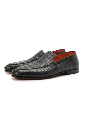 Мужские кожаные лоферы SANTONI темно-синего цвета по цене 89850 руб., арт. MCNC17565SA3EGTHU48 | Фото 1 Мужские кожаные лоферы SANTONI темно-синего цвета, арт. MCNC17565SA3EGTHU48 | Фото 1