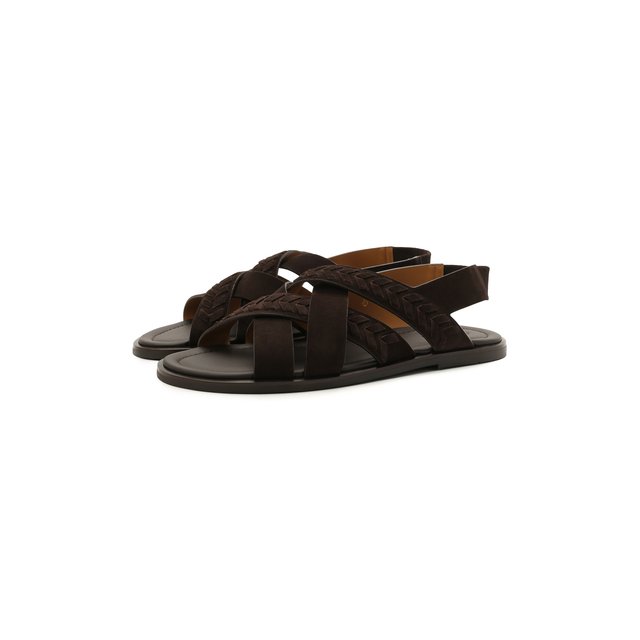 Замшевые сандалии Giorgio Armani коричневого цвета