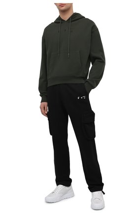 Мужской хлопковое худи OFF-WHITE хаки цвета по цене 45900 руб., арт. 0MBB037S21FLE005 | Фото 2 Мужской хлопковое худи OFF-WHITE хаки цвета, арт. 0MBB037S21FLE005 | Фото 2