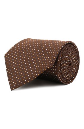 Мужской шелковый галстук BRIONI коричневого цвета, арт. 062I00/P0486 | Фото 1 (Материал: Шелк, Текстиль; Принт: С принтом)