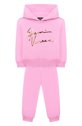 Детский комплект из худи и брюк VERSACE розового цвета по цене 42050 руб., арт. 1000177/1A00154 | Фото 1 Детский комплект из худи и брюк VERSACE розового цвета, арт. 1000177/1A00154 | Фото 1 (Материал внешний: Хлопок; Рукава: Длинные; Региональные ограничения белый список (Axapta Mercury): RU; Ростовка одежда: 12 мес | 80 см, 18 мес | 86 см, 24 мес | 92 см, 36 мес | 98 см, 9 мес | 74 см)