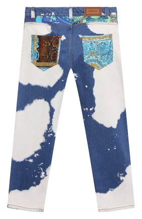 Детские джинсы VERSACE синего цвета по цене 31050 руб., арт. 1000136/1A00317/8A-14A | Фото 2 Детские джинсы VERSACE синего цвета, арт. 1000136/1A00317/8A-14A | Фото 2