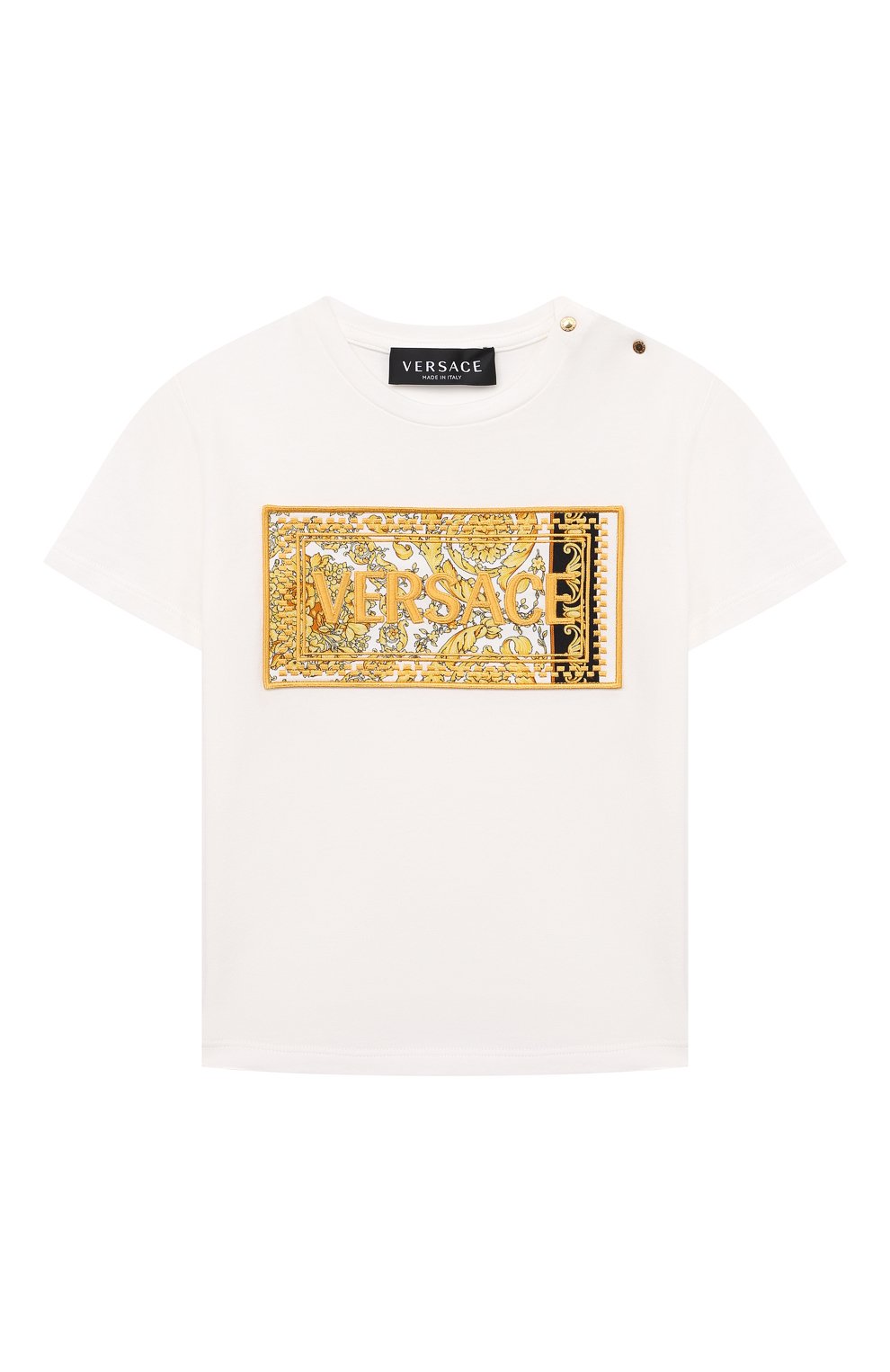 Детский хлопковая футболка VERSACE белого цвета, арт. 1000102/1A00268 | Фото 1