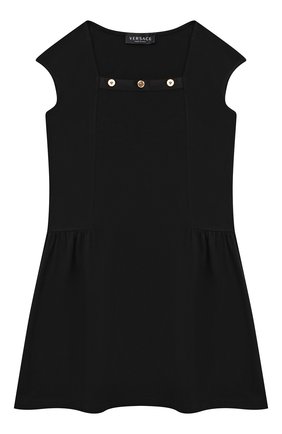 Детское хлопковое платье VERSACE черного цвета по цене 19750 руб., арт. 1000021/1A00014/8A-14A | Фото 1 Детское хлопковое платье VERSACE черного цвета, арт. 1000021/1A00014/8A-14A | Фото 1 (Материал внешний: Хлопок; Случай: Повседневный; Рукава: Короткие; Девочки Кросс-КТ: Платье-одежда; Ростовка одежда: 10 - 11 лет | 140 - 146см, 12 лет | 152 см, 8 лет | 128 см)
