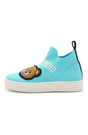 Детские текстильные кеды MOSCHINO бирюзового цвета по цене 35200 руб., арт. 67505/T0MAIA/36-41 | Фото 2 Детские текстильные кеды MOSCHINO бирюзового цвета, арт. 67505/T0MAIA/36-41 | Фото 2 (Материал внутренний: Натуральная кожа; Материал внешний: Текстиль; Региональные ограничения белый список (Axapta Mercury): RU; Мальчики Кросс-КТ: Обувь-высокие)