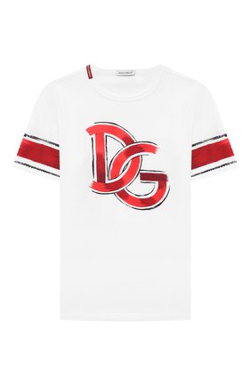 Детская хлопковая футболка DOLCE & GABBANA белого цвета по цене 11650 руб., арт. L4JTAU/G7WUI/8-14 | Фото 1 Детская хлопковая футболка DOLCE & GABBANA белого цвета, арт. L4JTAU/G7WUI/8-14 | Фото 1