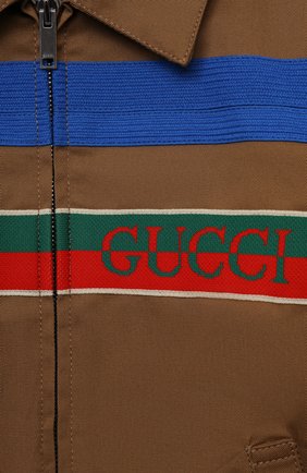 Детского хлопковый бомбер GUCCI коричневого цвета по цене 53200 руб., арт. 644636/XWAMK | Фото 3 Детского хлопковый бомбер GUCCI коричневого цвета, арт. 644636/XWAMK | Фото 3