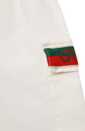 Детские хлопковые шорты GUCCI белого цвета по цене 25100 руб., арт. 653325/XDBJR | Фото 3 Детские хлопковые шорты GUCCI белого цвета, арт. 653325/XDBJR | Фото 3