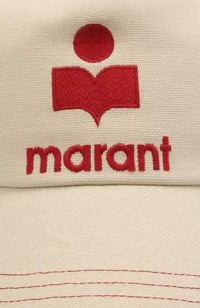 Женская хлопковая бейсболка ISABEL MARANT кремвого цвета по цене 9840 руб., арт. CQ0015-21P026A/TYR0N | Фото 3 Женская хлопковая бейсболка ISABEL MARANT кремвого цвета, арт. CQ0015-21P026A/TYR0N | Фото 3