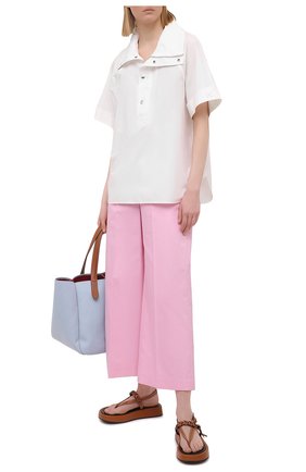 Женские хлопковые брюки MSGM светло-розового цвета по цене 26250 руб., арт. 3041MDP06 217105 | Фото 2 Женские хлопковые брюки MSGM светло-розового цвета, арт. 3041MDP06 217105 | Фото 2