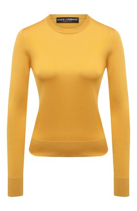 Женский шелковый пуловер DOLCE & GABBANA желтого цвета по цене 62650 руб., арт. FX621T/JASJX | Фото 1 Женский шелковый пуловер DOLCE & GABBANA желтого цвета, арт. FX621T/JASJX | Фото 1