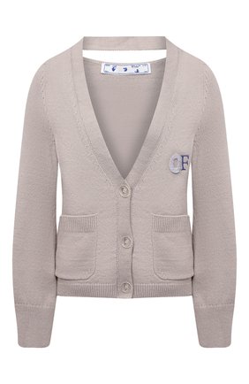 Женский хлопковый кардиган OFF-WHITE серого цвета по цене 57750 руб., арт. 0WHB015S21KNI001 | Фото 1 Женский хлопковый кардиган OFF-WHITE серого цвета, арт. 0WHB015S21KNI001 | Фото 1