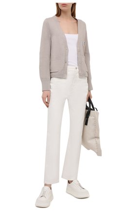 Женский хлопковый кардиган OFF-WHITE серого цвета по цене 57750 руб., арт. 0WHB015S21KNI001 | Фото 2 Женский хлопковый кардиган OFF-WHITE серого цвета, арт. 0WHB015S21KNI001 | Фото 2