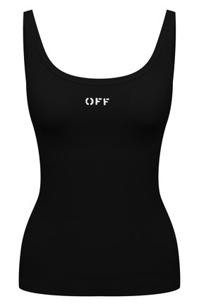 Женский хлопковая майка OFF-WHITE черного цвета по цене 23500 руб., арт. 0WAD072S21JER001 | Фото 1 Женский хлопковая майка OFF-WHITE черного цвета, арт. 0WAD072S21JER001 | Фото 1