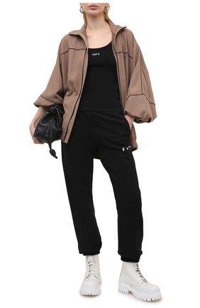 Женский хлопковая майка OFF-WHITE черного цвета по цене 23500 руб., арт. 0WAD072S21JER001 | Фото 2 Женский хлопковая майка OFF-WHITE черного цвета, арт. 0WAD072S21JER001 | Фото 2