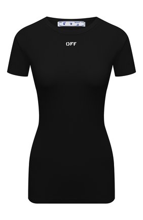 Женская хлопковая футболка OFF-WHITE черного цвета по цене 24350 руб., арт. 0WAA065S21JER001 | Фото 1 Женская хлопковая футболка OFF-WHITE черного цвета, арт. 0WAA065S21JER001 | Фото 1