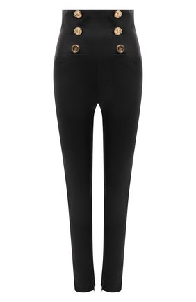 Женские кожаные брюки BALMAIN черного цвета по цене 212500 руб., арт. VF15887/L067 | Фото 1 Женские кожаные брюки BALMAIN черного цвета, арт. VF15887/L067 | Фото 1