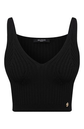 Женский топ из вискозы BALMAIN черного цвета по цене 52150 руб., арт. VF0AA060/K252 | Фото 1 Женский топ из вискозы BALMAIN черного цвета, арт. VF0AA060/K252 | Фото 1