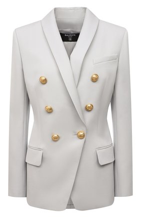Женский шерстяной жакет BALMAIN светло-серого цвета по цене 199500 руб., арт. VF0SH020/167L | Фото 1 Женский шерстяной жакет BALMAIN светло-серого цвета, арт. VF0SH020/167L | Фото 1