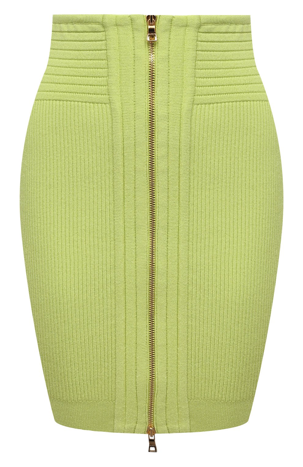 Женская юбка из вискозы BALMAIN салатового цвета, арт. VF0LB010/K211 | Фото 1 (Стили: Гламурный; Длина Ж (юбки, платья, шорты): Мини; Женское Кросс-КТ: Юбка-одежда; Материал внешний: Вискоза)