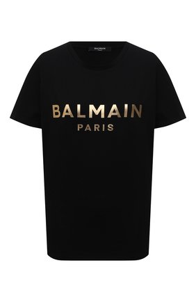 Женская хлопковая футболка BALMAIN черного цвета по цене 26800 руб., арт. VF0EF000/B020 | Фото 1 Женская хлопковая футболка BALMAIN черного цвета, арт. VF0EF000/B020 | Фото 1