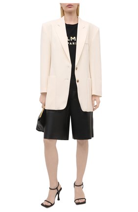 Женская хлопковая футболка BALMAIN черного цвета по цене 26800 руб., арт. VF0EF000/B020 | Фото 2 Женская хлопковая футболка BALMAIN черного цвета, арт. VF0EF000/B020 | Фото 2
