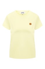 Женская хлопковая футболка KENZO желтого цвета, арт. FB52TS8434SA | Фото 1 (Принт: Без принта; Рукава: Короткие; Длина (для топов): Стандартные; Региональные ограничения белый список (Axapta Mercury): RU; Материал внешний: Хлопок; Стили: Спорт-шик; Женское Кросс-КТ: Футболка-одежда)