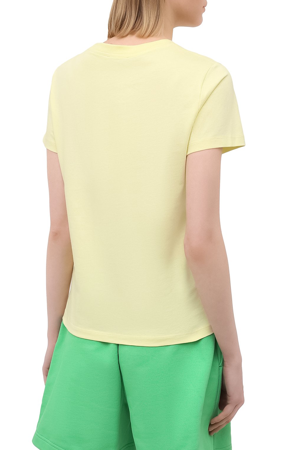 Женская хлопковая футболка KENZO желтого цвета, арт. FB52TS8434SA | Фото 4 (Принт: Без принта; Рукава: Короткие; Длина (для топов): Стандартные; Региональные ограничения белый список (Axapta Mercury): RU; Материал внешний: Хлопок; Стили: Спорт-шик; Женское Кросс-КТ: Футболка-одежда)