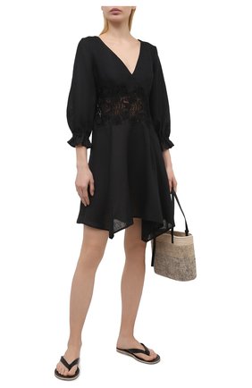 Женское льняное платье ERMANNO SCERVINO черного цвета по цене 48450 руб., арт. D384Q311LBJ | Фото 2 Женское льняное платье ERMANNO SCERVINO черного цвета, арт. D384Q311LBJ | Фото 2