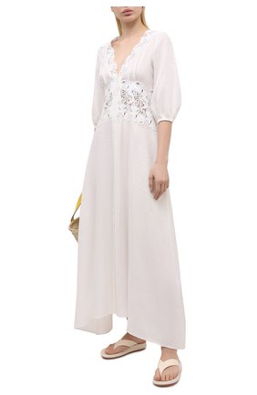 Женское льняное платье ERMANNO SCERVINO белого цвета по цене 75800 руб., арт. D384K317LBJ | Фото 2 Женское льняное платье ERMANNO SCERVINO белого цвета, арт. D384K317LBJ | Фото 2