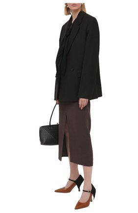 Женская юбка из шерсти и шелка VALENTINO темно-коричневого цвета по цене 143500 руб., арт. VB0RA7N76BS | Фото 2 Женская юбка из шерсти и шелка VALENTINO темно-коричневого цвета, арт. VB0RA7N76BS | Фото 2